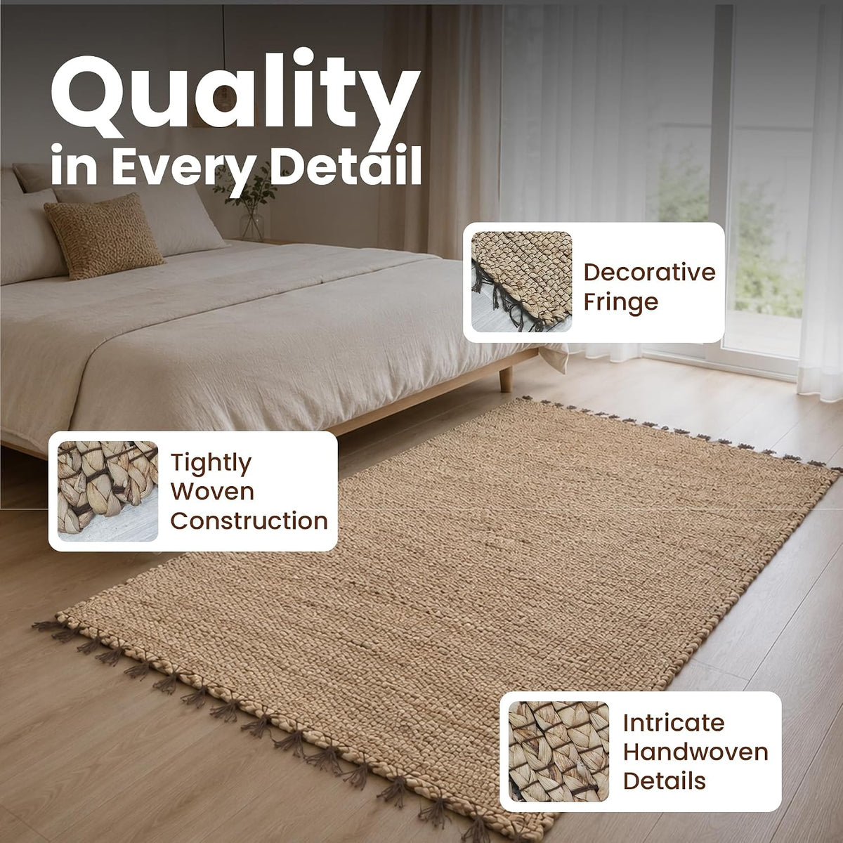 Water Hyacinth Rectangle Handwoven Area Rug, 4 x 6 ft