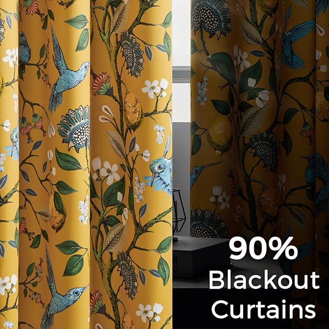 Topfinel Mustard Yellow Curtains, Aesthetic Unique Rustic Thermal Insulated - Image 4