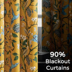 94 Inches Long Custom Satin Window Treatments, Retro Art Deco Floral - Image 4