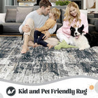 2x7 Runner Rug for Hallway, Washable Modern Abstract Runner Rugs Neutral Soft - Image 6