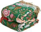 MSGKV Boho Throw Blanket for Couch 50"x60" Butterfly Floral 100% Cotton Blanket by MSGKVHomeTextiles