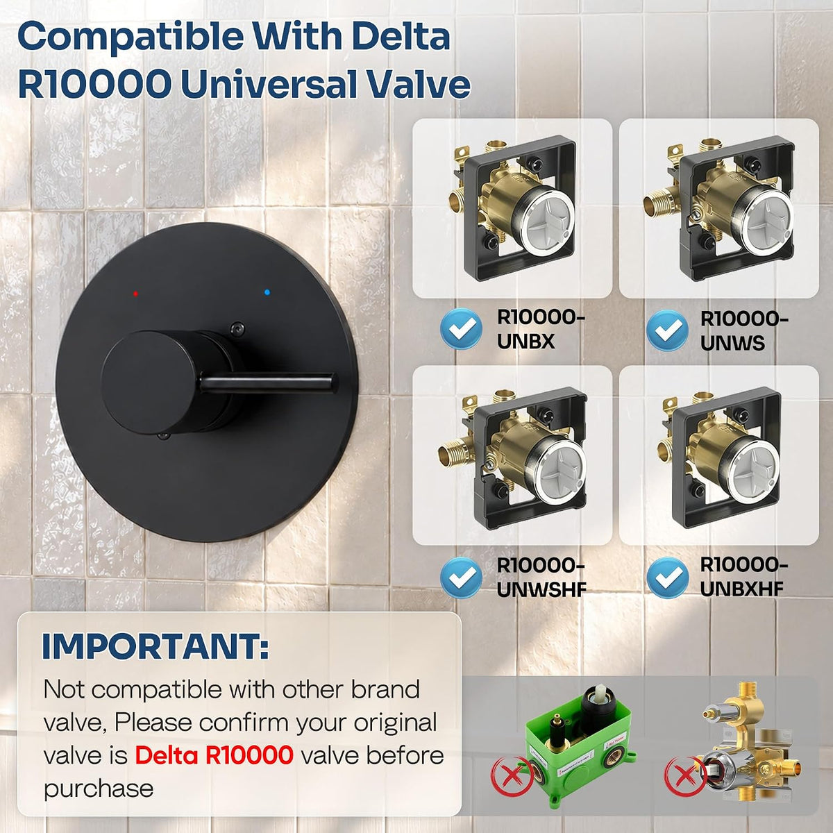 Replacement for Delta Shower Trim Kit 14 Series Matte Black