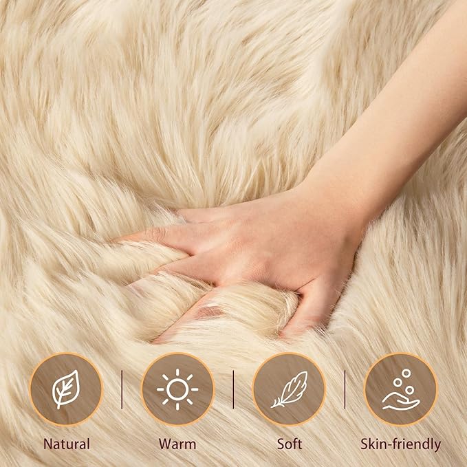 Ciicool Fluffy Faux Fur Area Rug 8 x 10 Feet, Thick Shaggy Fuzzy Rugs Floor - Image 3