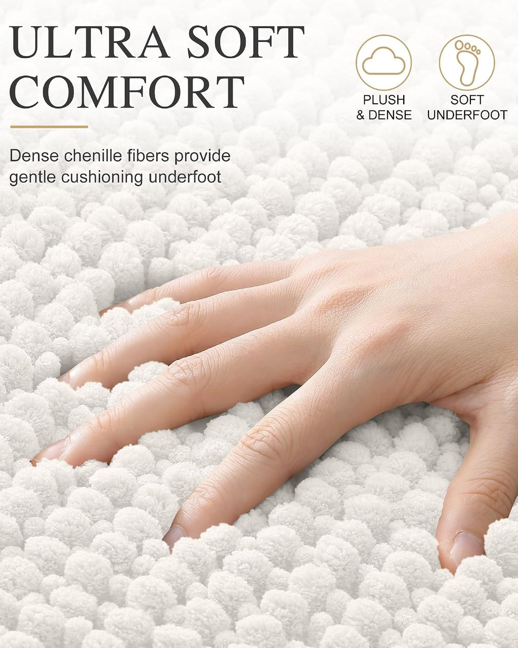 Smiry Thick Bathroom Rugs 30x20, Extra Soft Absorbent Chenille Bath Mat