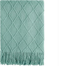 BOURINA Throw Blanket Textured Solid Soft Sofa Throw Couch Cover Knitted by BOURINA