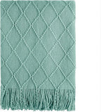 BOURINA Throw Blanket Textured Solid Soft Sofa Throw Couch Cover Knitted by BOURINA