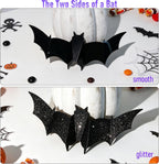 TW SHINE 40 PCS Halloween Bats Wall Stickers Decor, Removable PVC Lighted 3D Bats Wall Stickers Assorted Size, Halloween Decorations for Indoor Outdoor Home Window Party Supplies