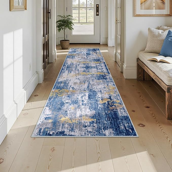 Washable Area Rugs 2'6''x10 Non-Slip Modern Abstract Soft - Image 8