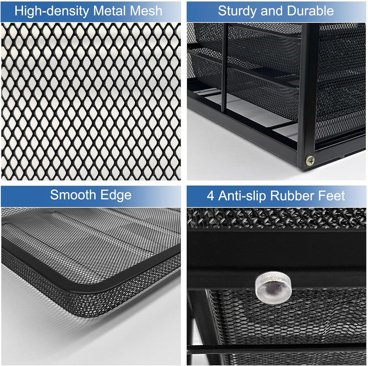 Mesh Desk Organizer with 6 Tier Sliding Drawers,Black