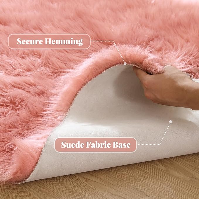 ORINOVA Pink Washable Fluffy Round Rugs - Image 2