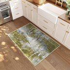 Entrance Rugs Indoor 2x3 Green Entry Rug Washable Abstract Small Area Rug - Image 2