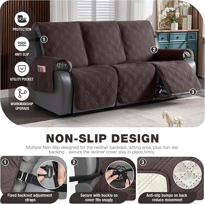 TAOCOCO 100% Waterproof Recliner Sofa Cover Non Slip Couch Cover - Image 4