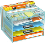 Docnest 5 Tier Desk Organizer with Hanging File Folder Holder&Tray, White