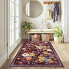 Floral Machine Washable Rug, 3x5 Rug Non Slip Soft Bedroom Rugs by WelcometoBabovid