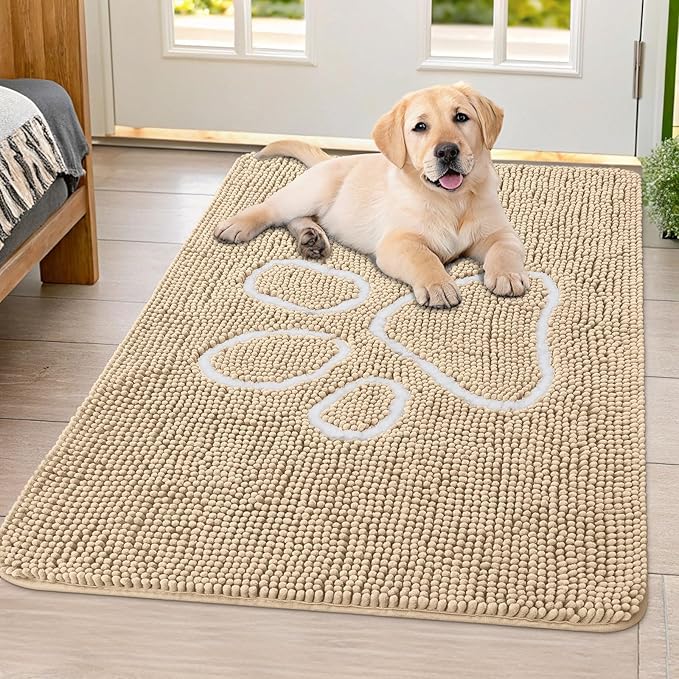 Smiry Dog Door Mat for Muddy Paws, Absorbent Dirt Trapper Non Slip Quick Dry by Smiry