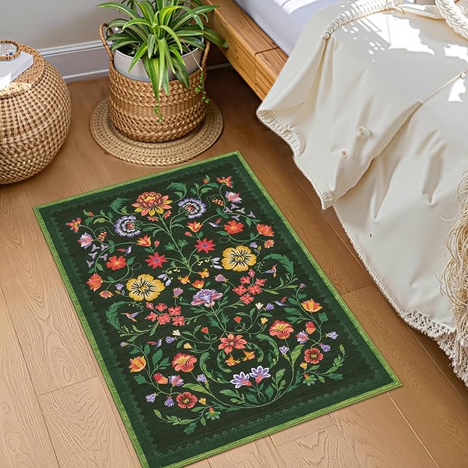 GarveeHome Protea Floral Rug for Entryway 2x3 Rugs Machine Washable Boho Small - Image 3