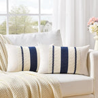 Fancy Homi Set of 1 Navy Blue Lumbar Decorative Throw Pillow Covers 12x24 Inch - Image 2