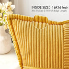 MIULEE Golden Yellow Corduroy Pillow Covers 16x16 Inch - Image 2