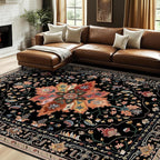 Area Rugs 7'x10' Washable Non-Slip, Floral Vintage Distress Print Pattern - Image 3