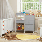 Baby Diaper Caddy Organizer Rolling Cart with Drawers, Light Gray