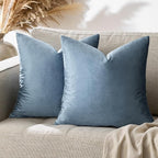 GIGIZAZA Stone Blue Velvet Decorative Throw Pillow Covers 20x20 - Image 6