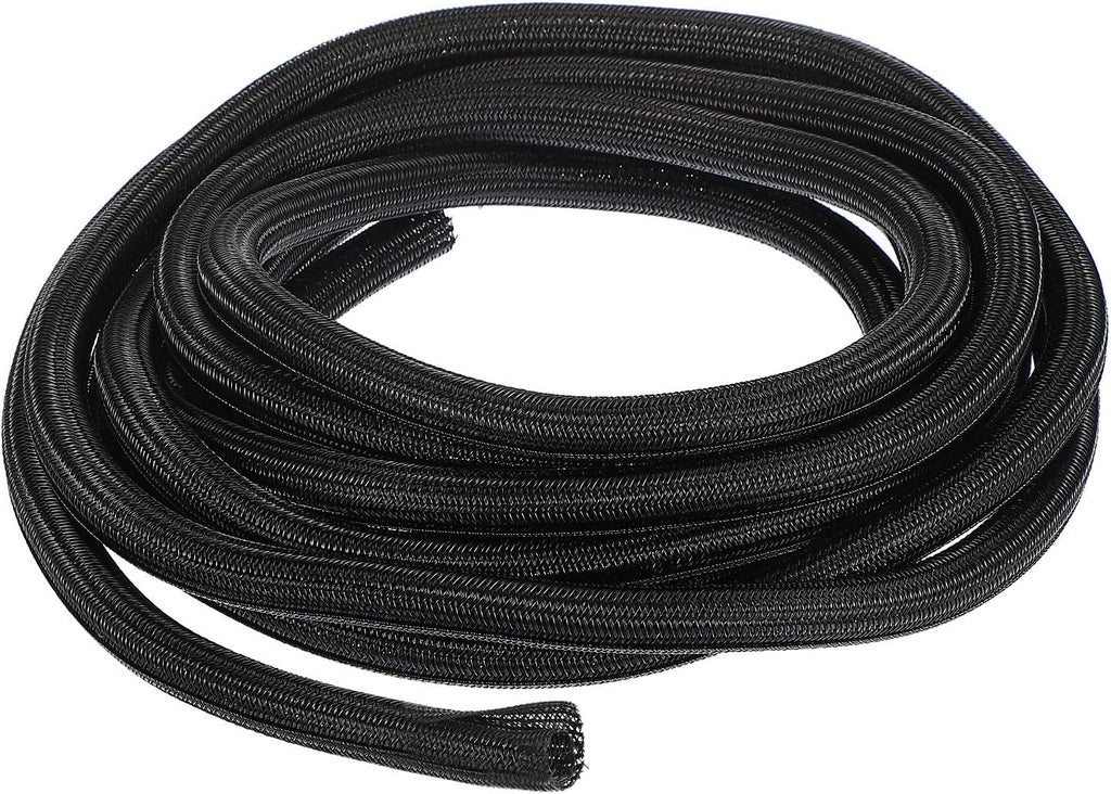 uxcell 20 Ft - 5/8 Inch Split Sleeving, Braided Cable Sleeving, PET Cable Management Wire Sleeve Cord Protector, Wire Wrap Loom Tube for Office Home Devices, Black