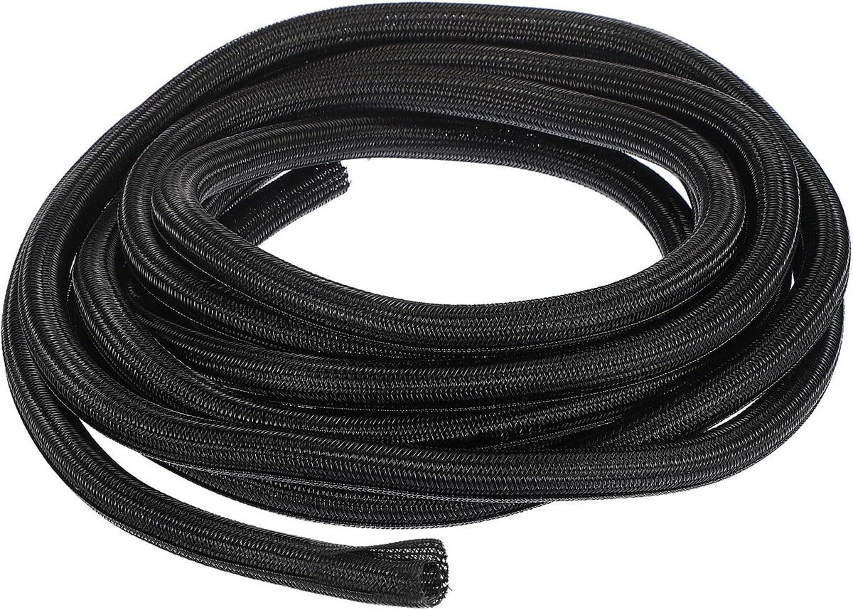 uxcell 20 Ft - 5/8 Inch Split Sleeving, Braided Cable Sleeving, PET Cable Management Wire Sleeve Cord Protector, Wire Wrap Loom Tube for Office Home Devices, Black