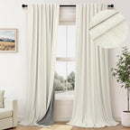60 Inch Extra Wide Curtains for Windows 120 to 140 Blackout Linen 90 Inch Long - Image 2