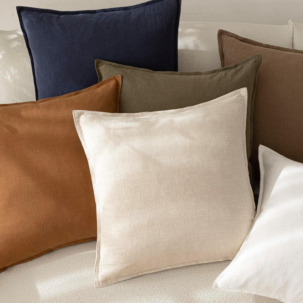 Foindtower Decorative Linen Lumbar Throw Pillow Covers 12x20 Natural Beige