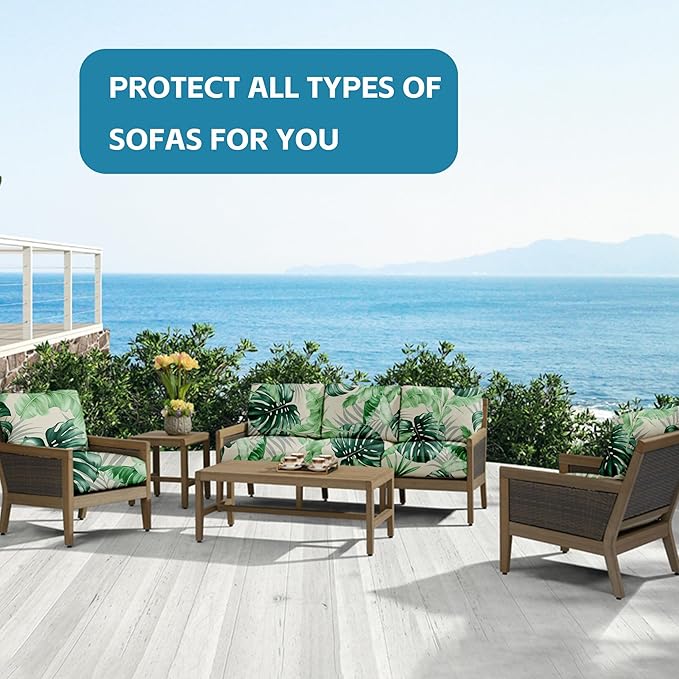 14Pcs Outdoor Cushion Covers, Patio Cushion Covers, Stretch Elastic Slipcovers - Image 4