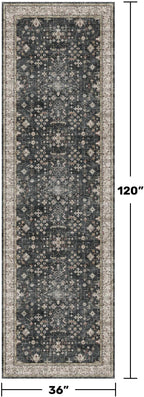 Hazo Haus Black Boho Washable 3x10 Extra Long Hallway Runner Rug, Waterproof - Image 2