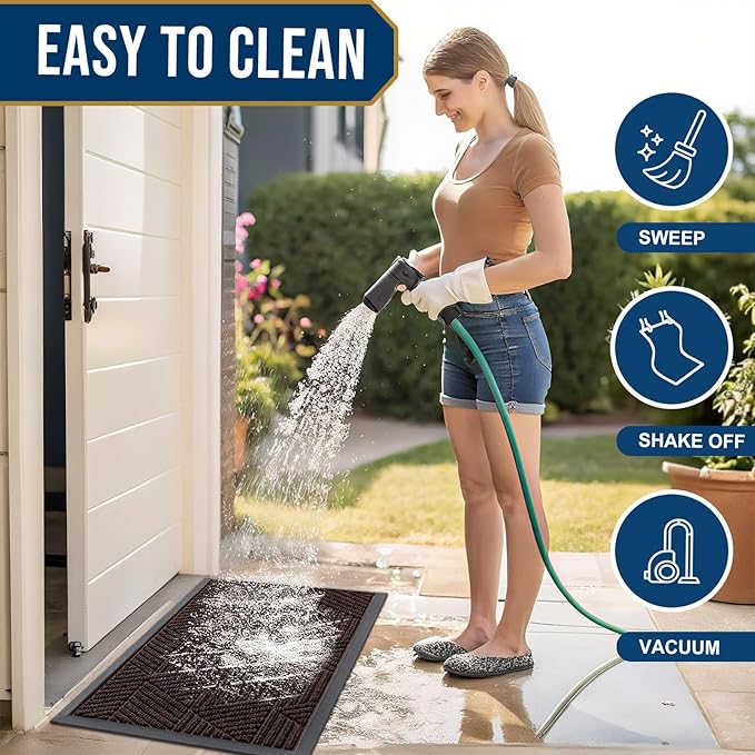 Smiry Front Door Mat Outside Entrance, Heavy Duty Sturdy Natural Rubber Doormat - Image 6