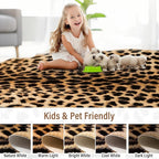 AROGAN Premium Leopard Print Rug 5.2x6.2 Feet, Machine Washable Faux Fur - Image 7