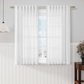 Nanspring White Linen Back Tab Rod Pocket Curtains 52 Inch Length by Nanspring