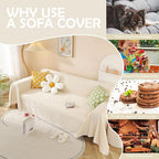 HANDONTIME Beige Couch Covers for 3 Cushion Couch - Image 4