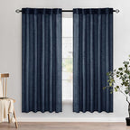MIULEE Navy Blue Linen Curtains 72 Inch Length 2 Panels by MIULEE