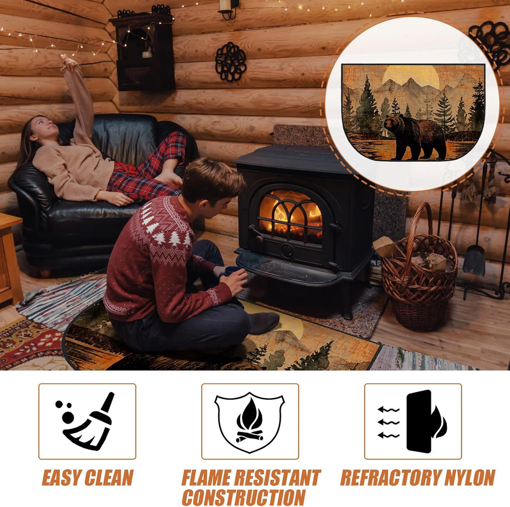 Demissle Fireplace Hearth Rug, Bear, 27 x 48 Inch