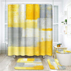 ArtSocket Bathroom Sets with Shower Curtain and Rugs, Set of 4 Grey Yellow
