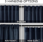 Nanspring Navy Blue Linen Curtains 63 Inches Length 2 Panels Set - Image 3