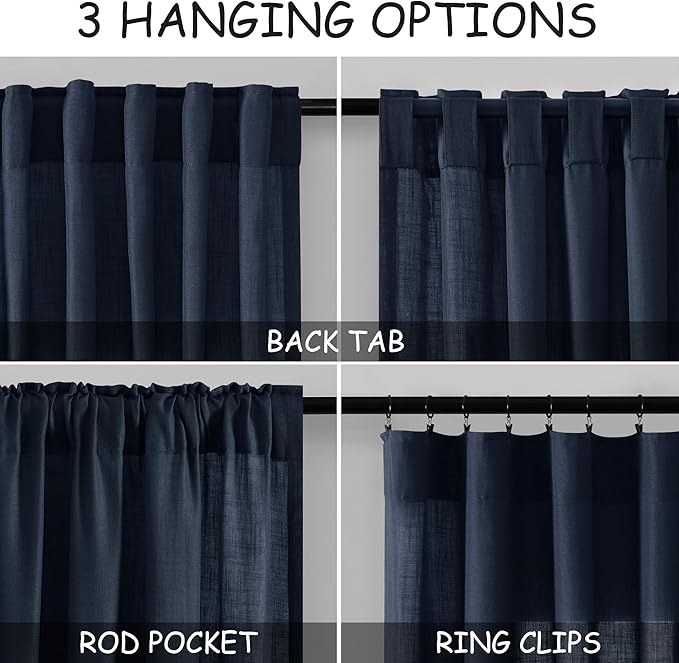 Nanspring Navy Blue Curtains 80 Inches Length - Image 3