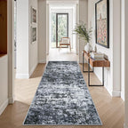 2.6'x8' Runner Rug Washable Rug;Modern Abstract Soft Thin Runner Rug Black - Image 3