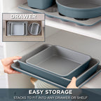 Country Kitchen Nonstick Stackable Bakeware Set - Durable, Easy Release Baking Set, Navy, 6 Pcs