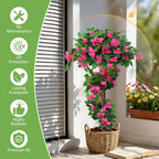 Grooy 2 Pack 4FT Artificial Bougainvillea Flower Topiary Ball for Outdoor