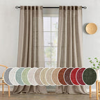 MIULEE Taupe Grey Linen Curtains 90 Inch Long 2 Panels by MIULEE