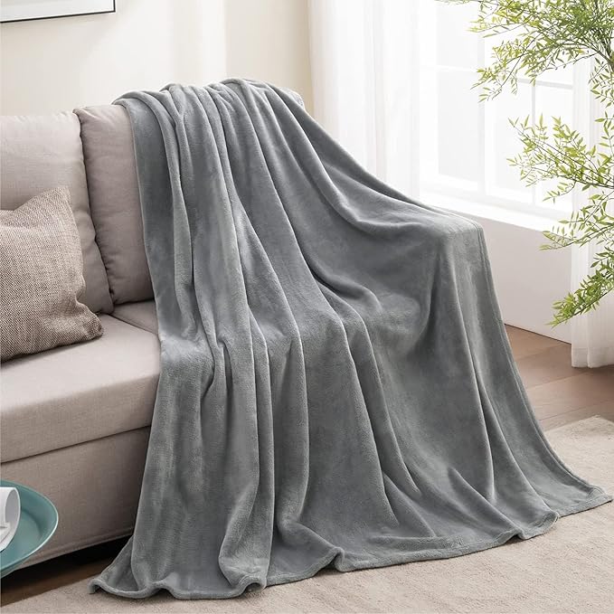 BEDELITE Fleece Blanket Grey Throw Blanket by BEDELITE