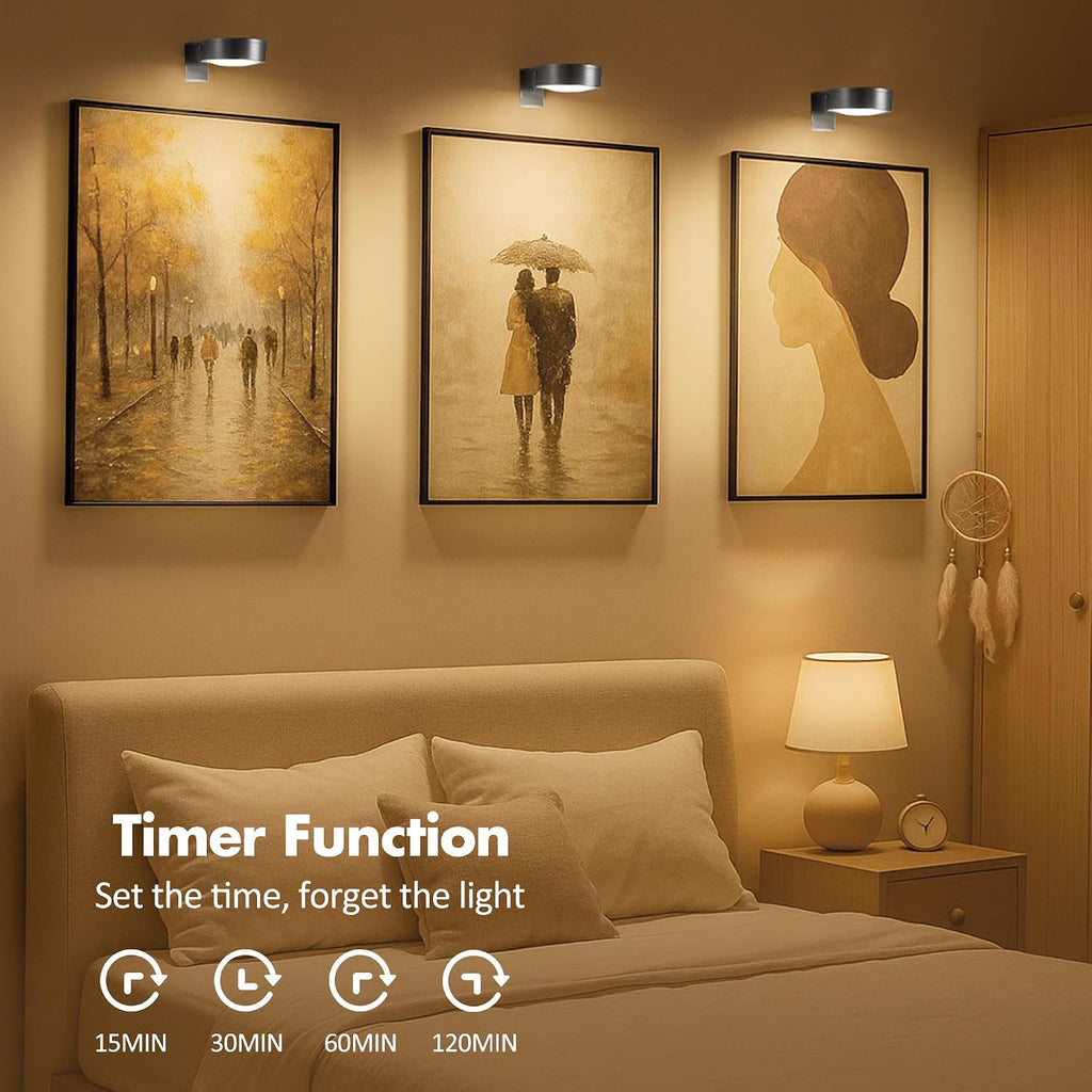 Picture Lights for Wall, Wireless Poster Lights Battery Operated, Black