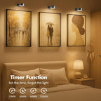 Picture Lights for Wall, Wireless Poster Lights Battery Operated, Black