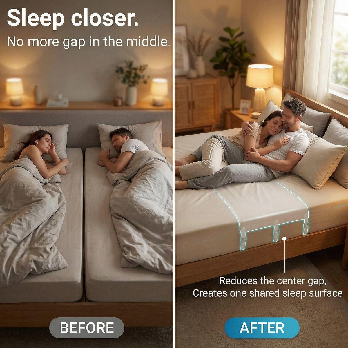Briliantwerk Twin to King Bed Converter | Smart Bed Bridge | No Slipping