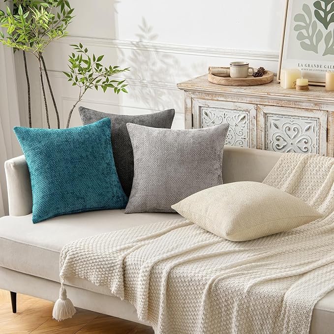 MIULEE Pack of 2 Couch Throw Pillow Covers 18x18 Inch Coastal Teal Modern Boho - Image 3
