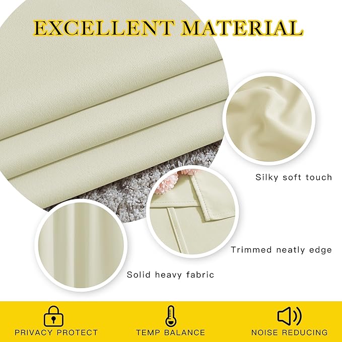 NICETOWN Blackout Beige Curtains 84 inch Long - Image 5
